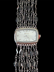 Watch- Dark Grey Cat's Eye Multi Strand Silver