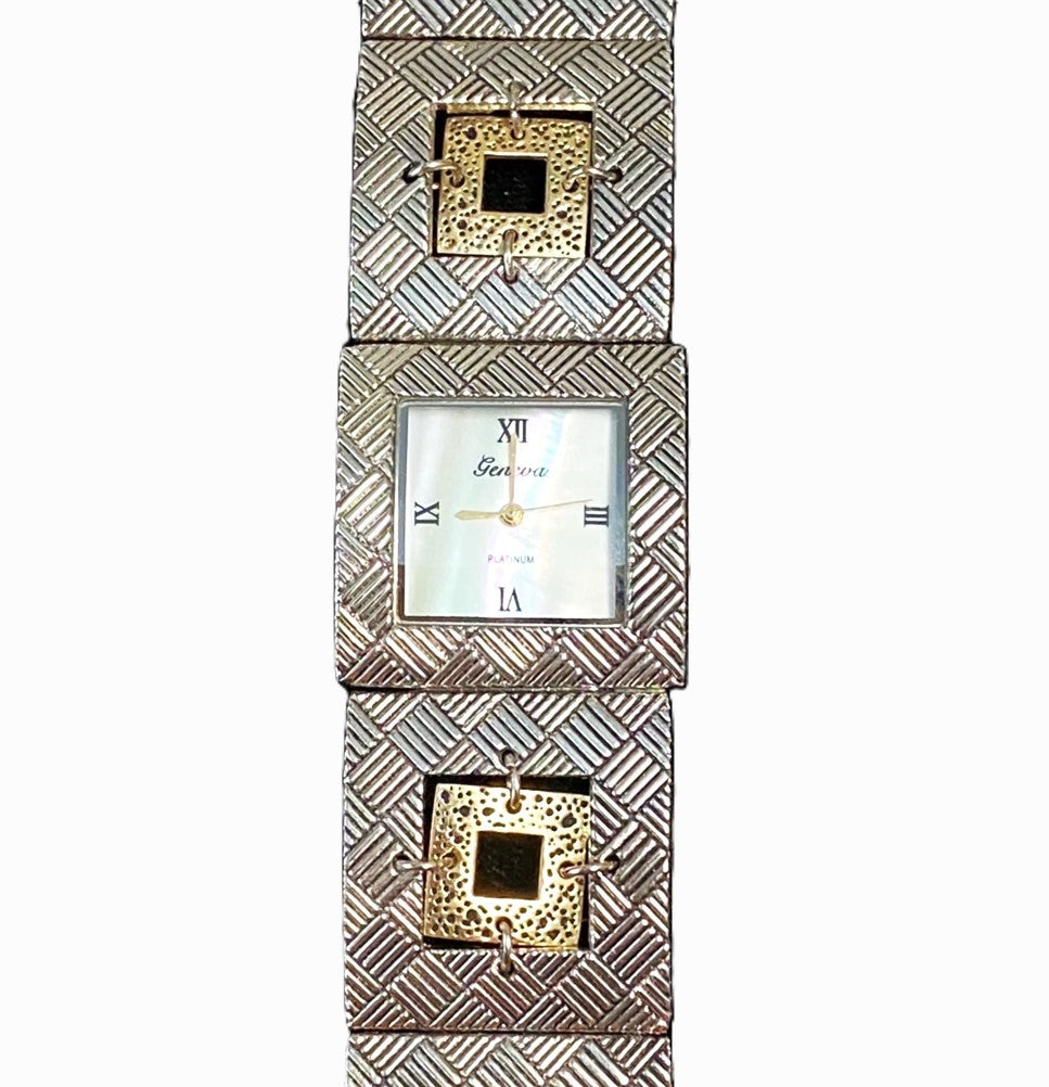 Watch- Silver and Gold Double Squares