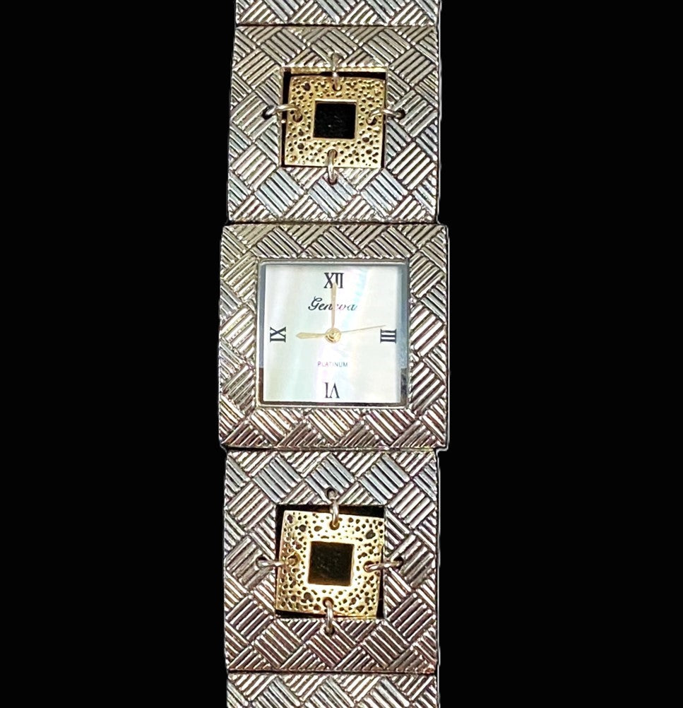 Watch- Silver and Gold Double Squares