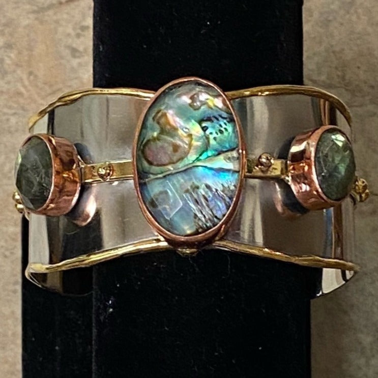 B23- Faux Abalone Cuff Bracelet