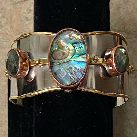 B23- Faux Abalone Cuff Bracelet