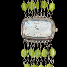 Watch- Lime Green Cat's Eye Multi Strand Silver