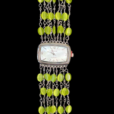 Watch- Lime Green Cat's Eye Multi Strand Silver
