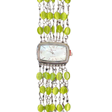Watch- Lime Green Cat's Eye Multi Strand Silver