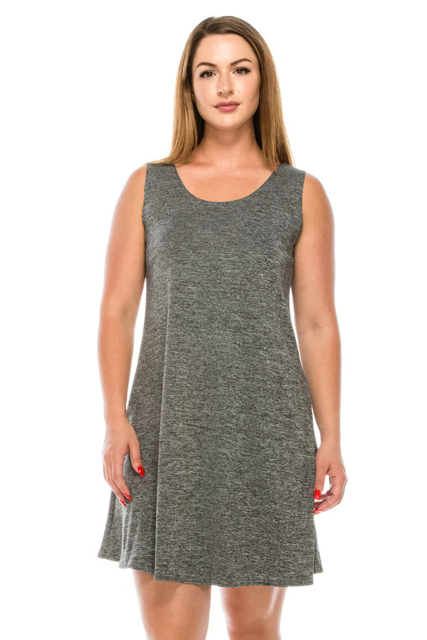 019- Jostar Slinky Sleeveless Short Dress- Heather Grey