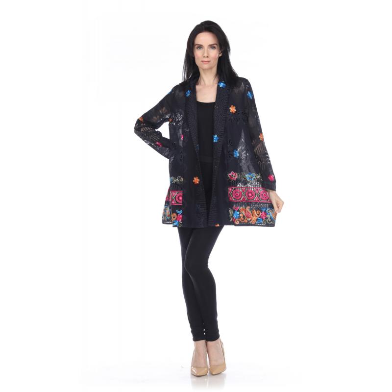 008- Kamana Black Kimono with Bright Embroidery