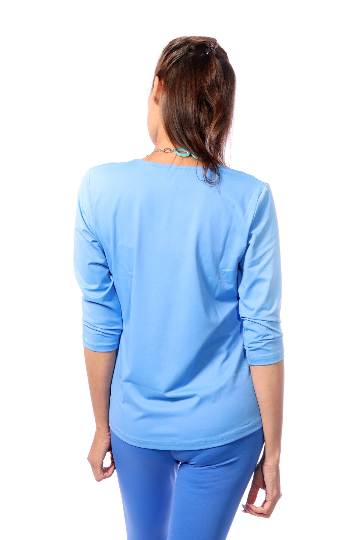 001- LuLu B Bright Periwinkle "V" Neck Top