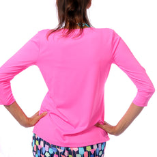 001- LuLu B Hot Pink "V" Neck Top