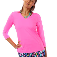 001- LuLu B Hot Pink "V" Neck Top