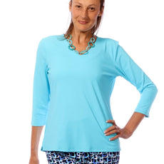 001- LuLu B Turquoise "V" Neck Top