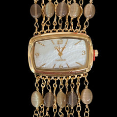 Watch- Beige Cat's Eye Multi Strand Gold