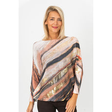 075- Look Mode Black and Taupe Diagonal Sweater
