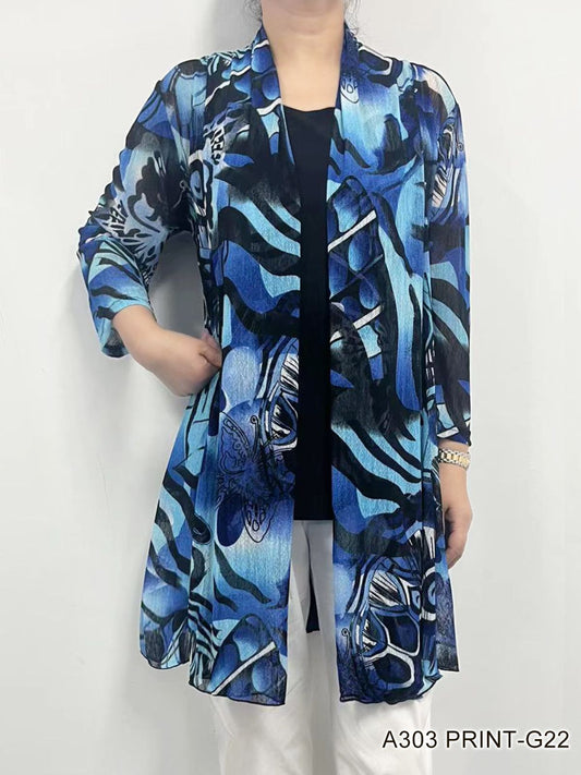 007- Creation Royal and Turquoise Mesh Long Bolero