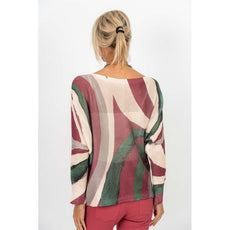075- Look Mode Burgundy and Grey Splash Sweater