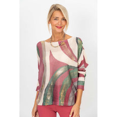 075- Look Mode Burgundy and Grey Splash Sweater