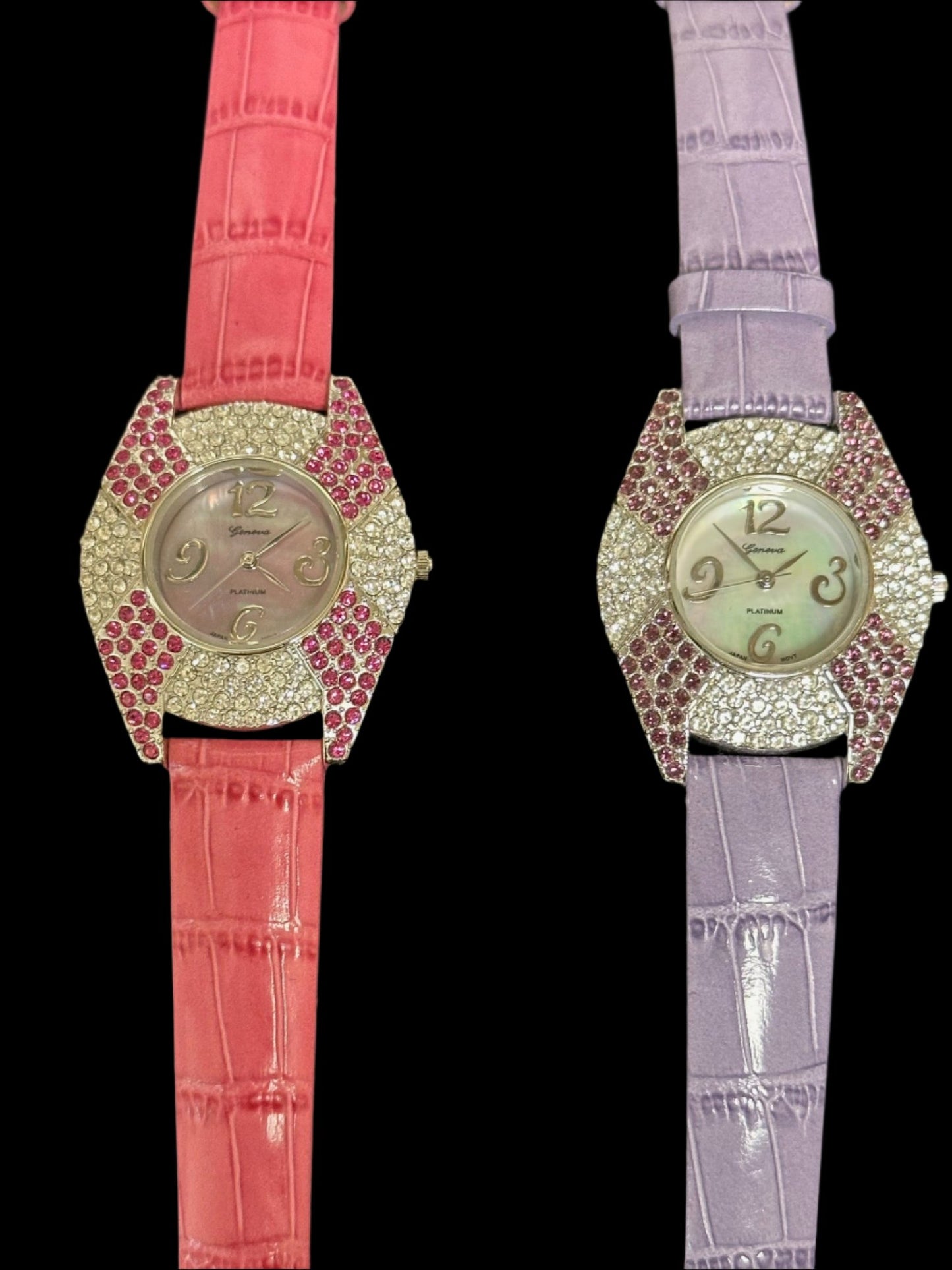 Watch- Crystal with Pink or Purple Detail Watch