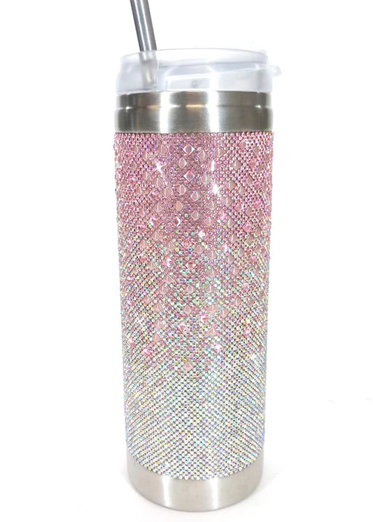 047- Jacqueline Kent Ombre Pink Crystal Tumbler