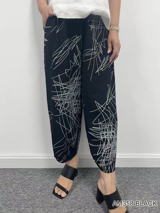 007- Creation Black Capri with White Scribbles