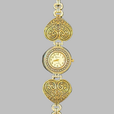 Watch- Large Heart Silver and Gold Watch