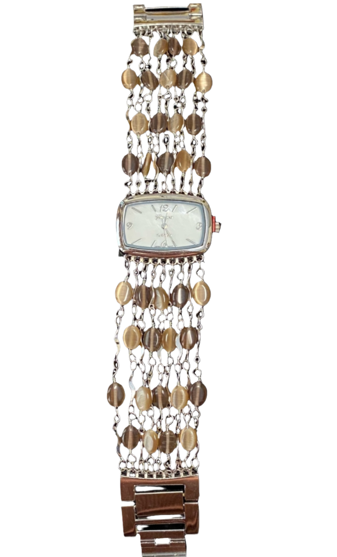 Watch- Beige Cat's Eye Multi Strand Silver