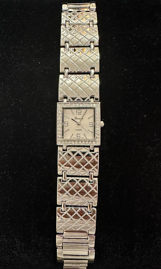 Watch- Silver Square Face Modern