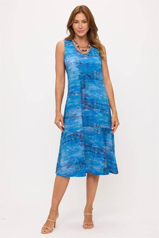 019- Jostar Shades of Blue Sleeveless Dress