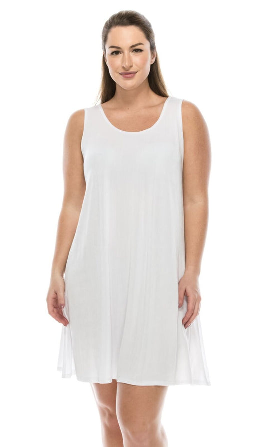 019- Slinky Sleeveless Short Dress- White