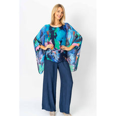 075- Look Mode Navy Side Slit Silk Palazzo Pant