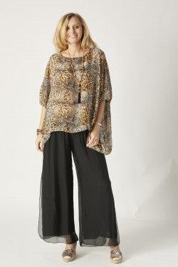 075- Look Mode Silk Fly Away Layer Pants - Black