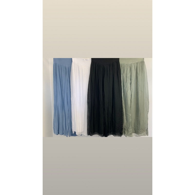 075- Look Mode Silk Fly Away Layer Pants - White