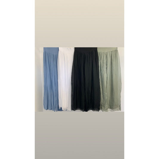 075- Look Mode Silk Fly Away Layer Pants - White