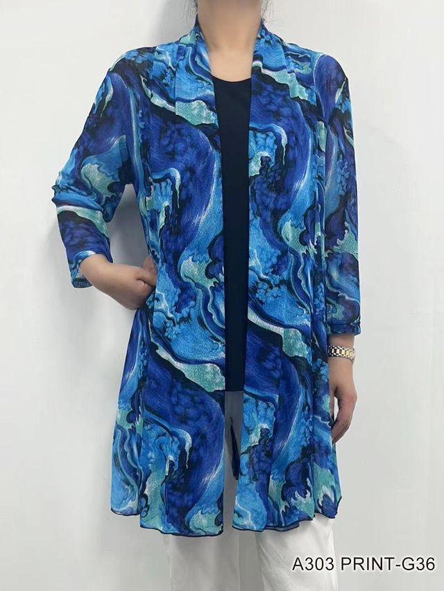 007- Creation  Shades of Blue Long Mesh Bolero