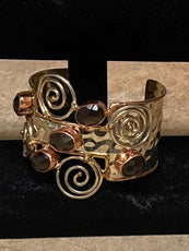 B25- Smokey Quartz Spiral Detail Cuff