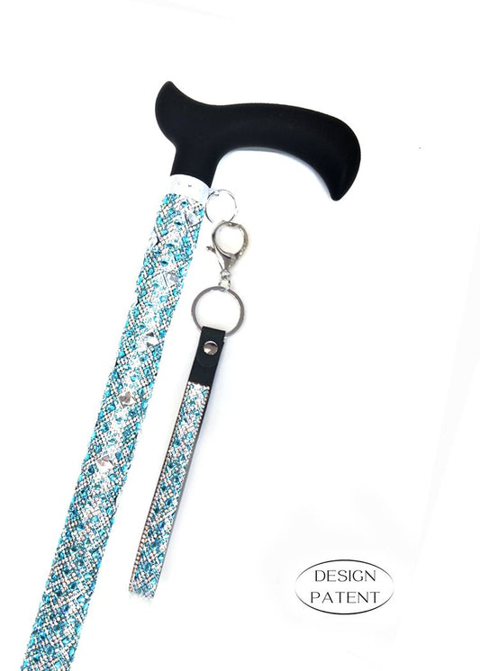 047- Jacqueline Kent Crystal Cane -Turquoise Silver