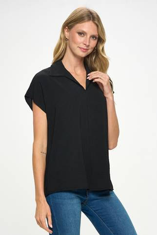 009- Last Tango Pleated Button Back - Black
