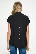 009- Last Tango Pleated Button Back - Black