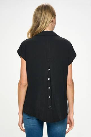 009- Last Tango Pleated Button Back - Black