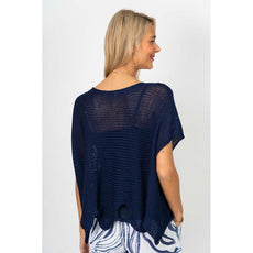 075- Look Mode Wavy Hole Sweater - Navy