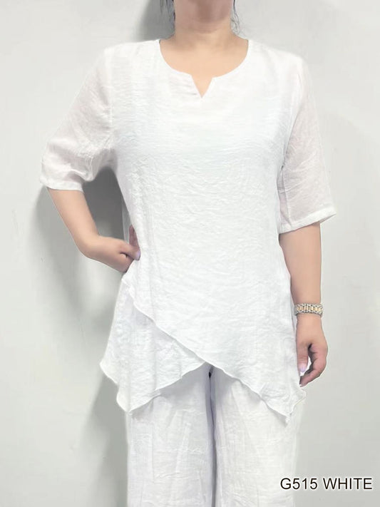 007- Creations White Criss Cross Layered Top