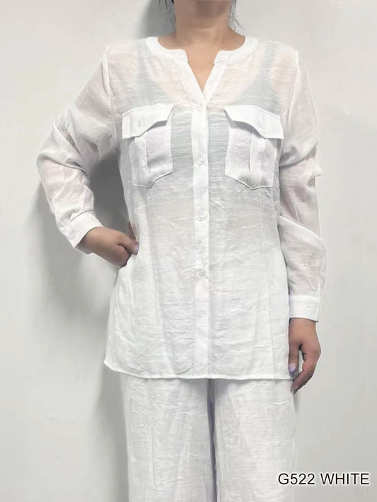 007- Creations Long Sleeve White Big Shirt Top