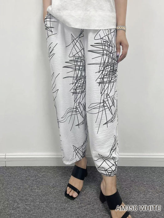 007- Creation White Capri with Black Scribbles