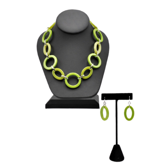 NE-239 - Shades of Lime Open Loop Necklace Set