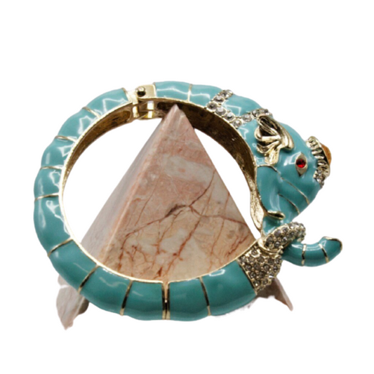 B-072 - Elephant Bangle with Jewels in Turquoise