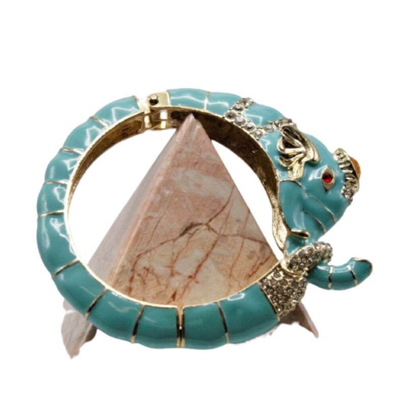 B16- Elephant Bangle with Jewels in Turquoise