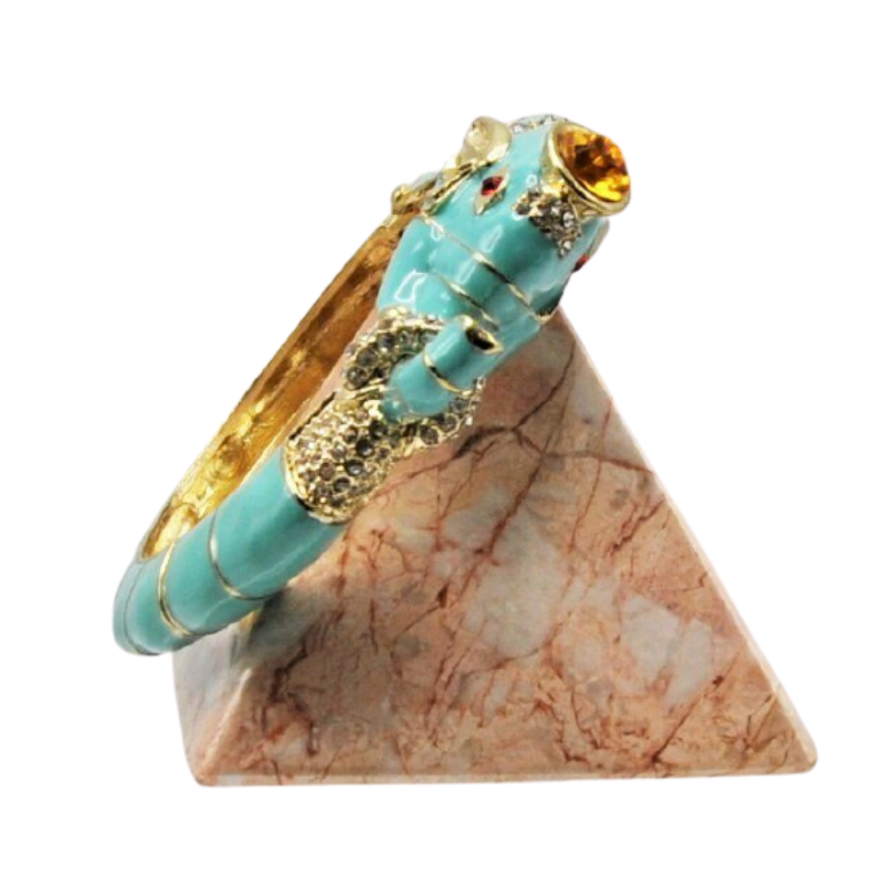 B16- Elephant Bangle with Jewels in Turquoise