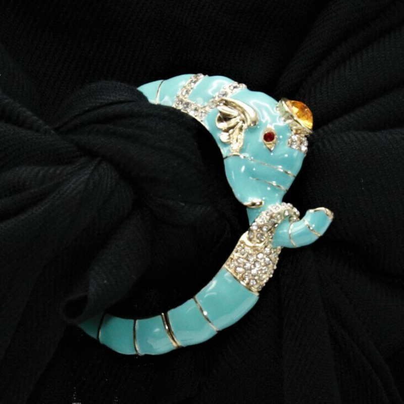 B-072 - Elephant Bangle with Jewels in Turquoise