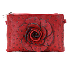 22 Tote Flower Rosette Ostrich Purse