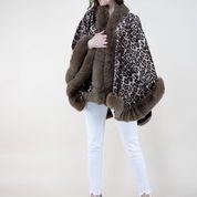 038- Very Moda Leopard Fur Trimmed Reversible Cape