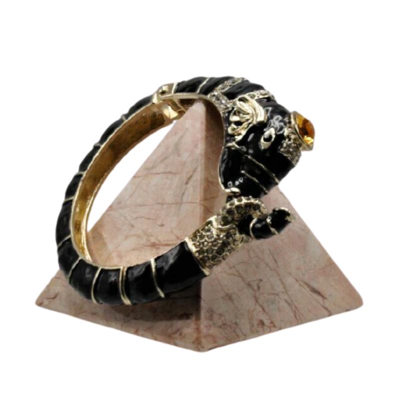 B15- Elephant Bangle with Jewels in Black