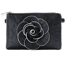 22 Tote Flower Rosette Ostrich Purse